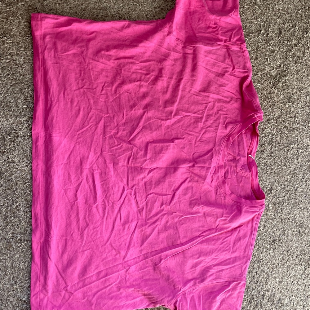 Size 12 Lululemon on the move pink crop shirt